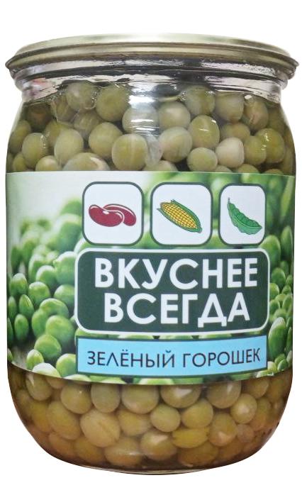 Горошек зеленый 550 гр. ст/б ГОСТ "Вкуснее Всегда" ТМ "Белгородский консервный комбинат" ООО