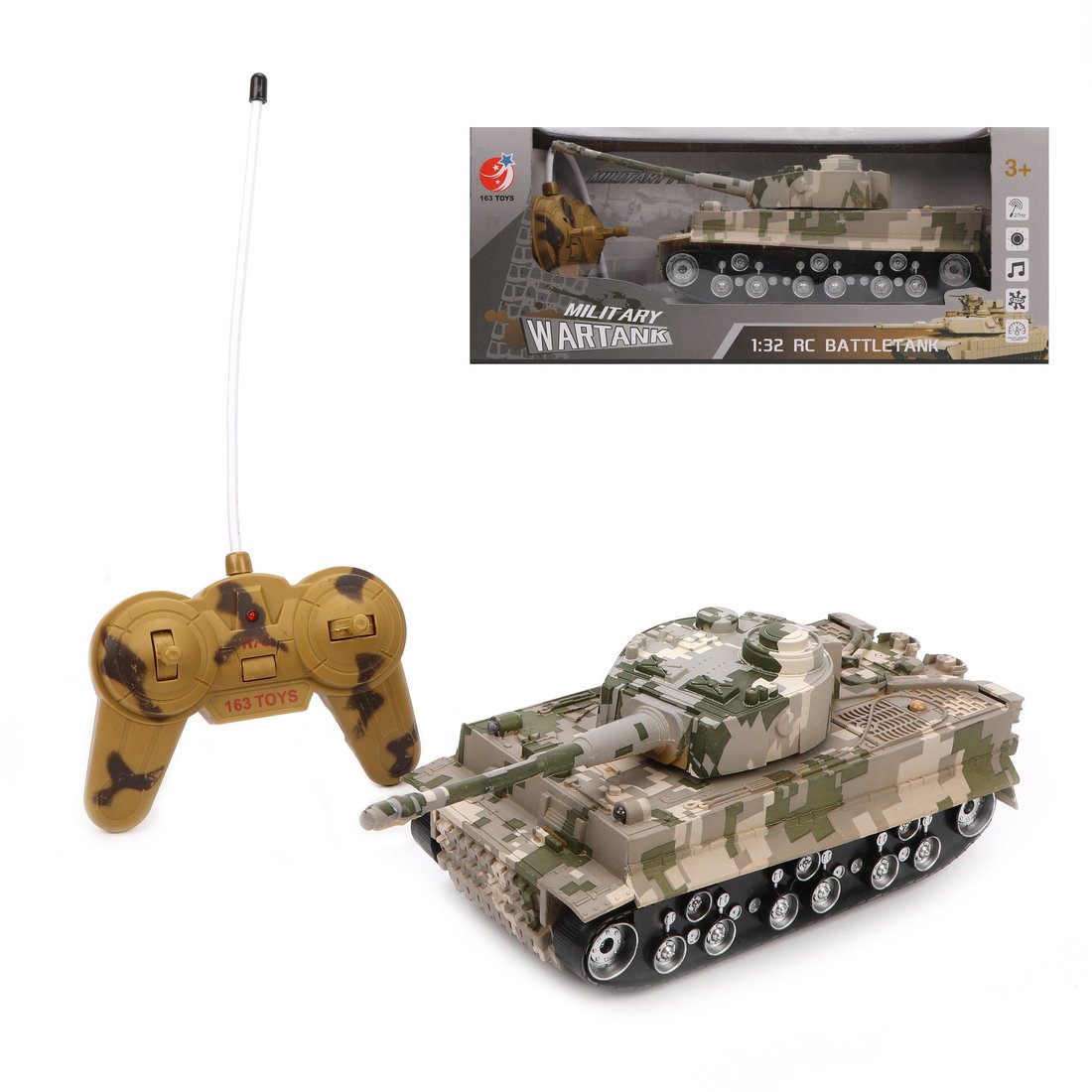 Танк р/у (4 канала, 25 см, свет, звук., подвиж. башня, на бат., 27 МГц)