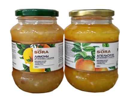 Лимоны\апельсины протертые с сахаром LA SORA 570 ст/б ООО "Барановичский комбинат пищевых продуктов и концент