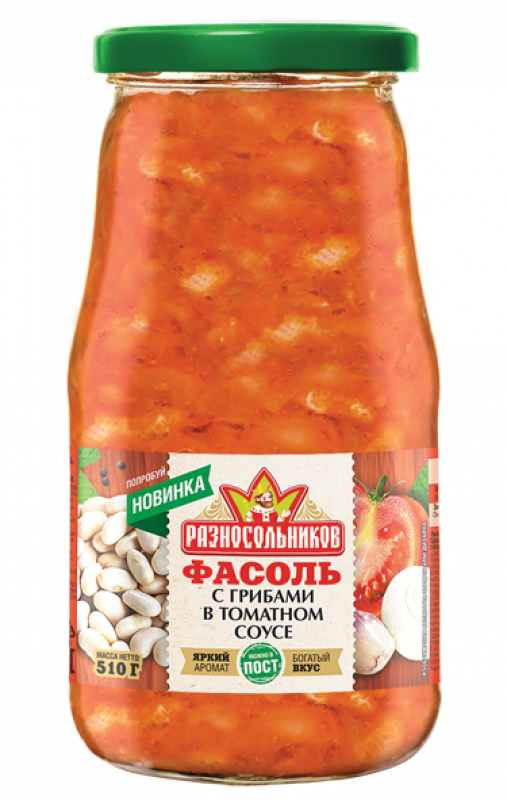 Фасоль с грибами в томатном соусе ст/б 510г ТУ Царицынские соленья ООО