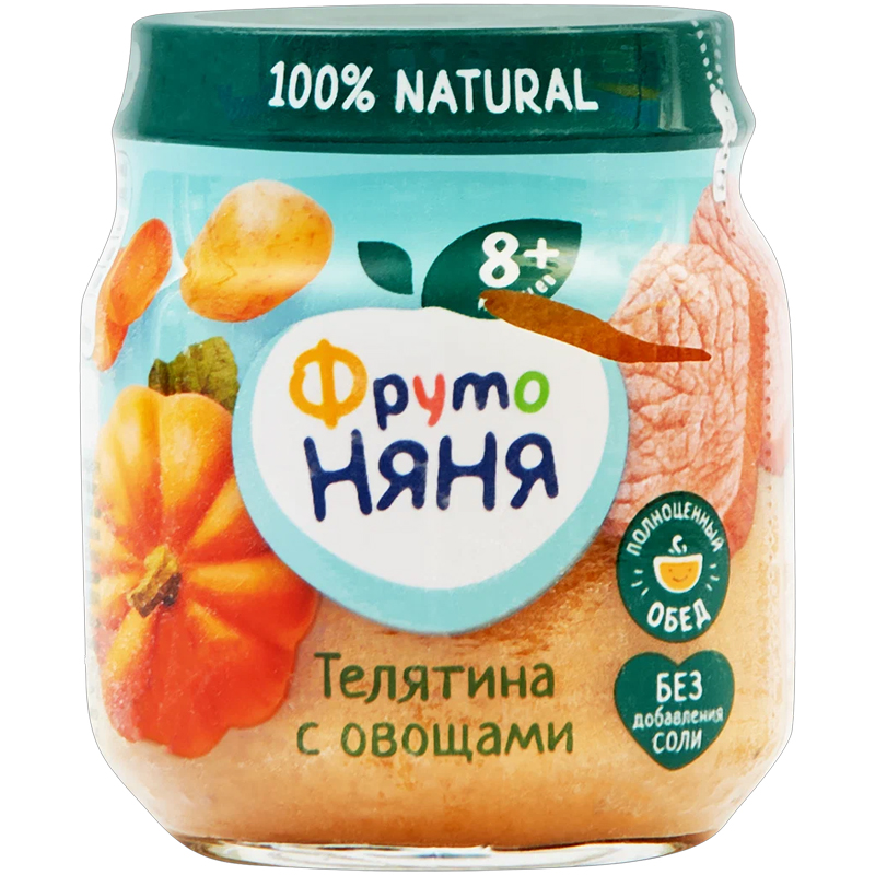 Пюре ФрутоНяня телятина с овощами 100 г ст/б