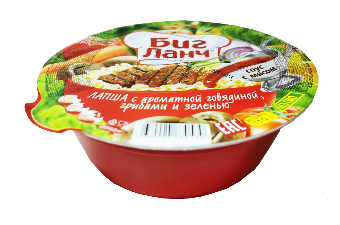 Лапша б/п БИГ ЛАНЧ миска с говядиной с соусом 110гр