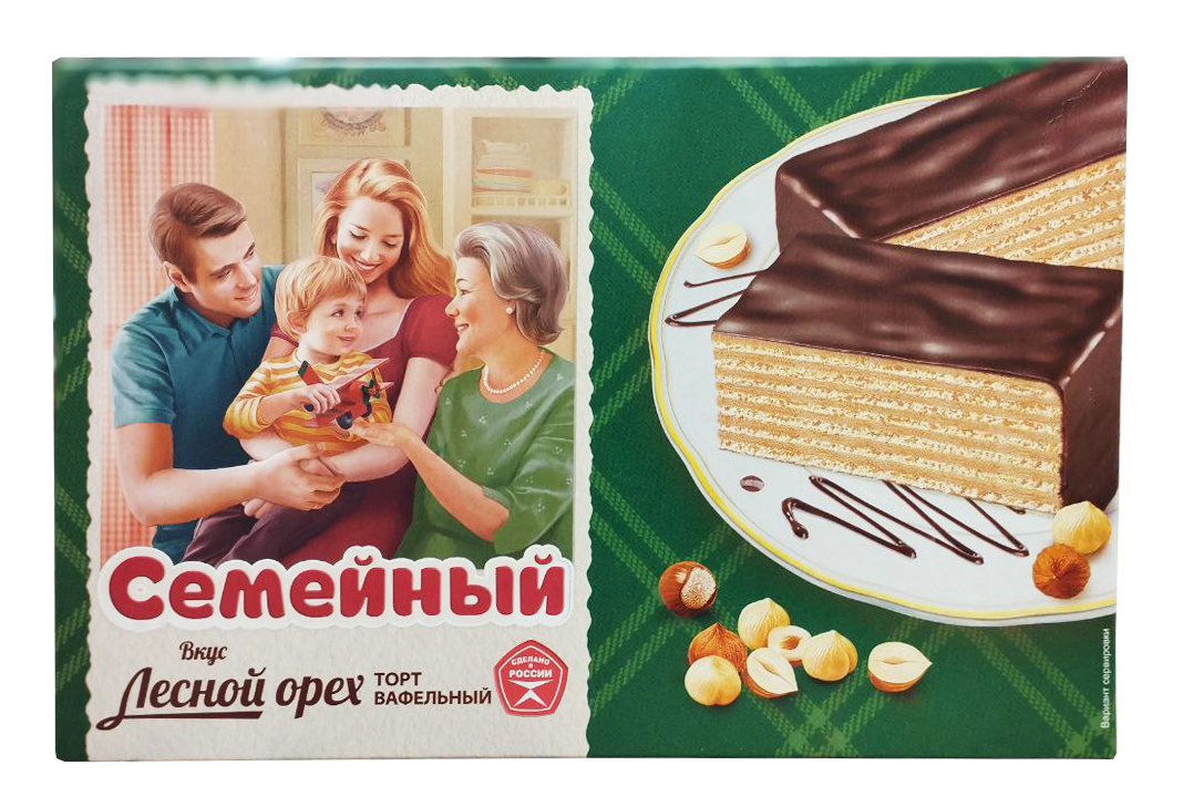 Торт вафельный КОЛОМЕНСКИЙ "Семейный" Лесной Орех 370 гр.,ЗАО БКК "Коломенский"
