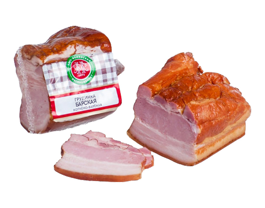 ГРУДИНКА БАРСКАЯ копчено вареная, кат.В., вес, АО Комбинат "Нарэкпрод"