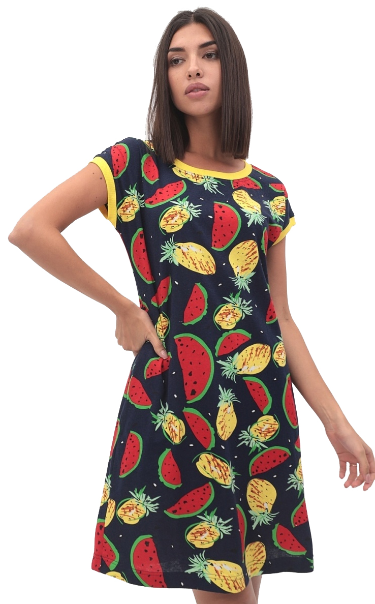 Платье домашнее, 30/1 карде кулирка, 92%хл, 8%лайкра, пл.160гр/м2, р.48/56