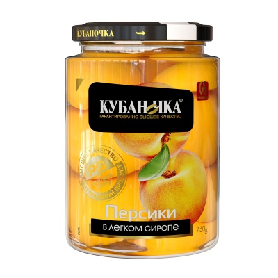 Персик в легком сиропе Кубаночка 750мл Стб