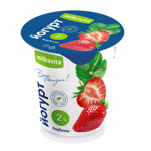 Йогурт "MILKAVITA" 2% клубника, манго маракуйя, груша мед злаки 300 гр. стакан БЗМЖ