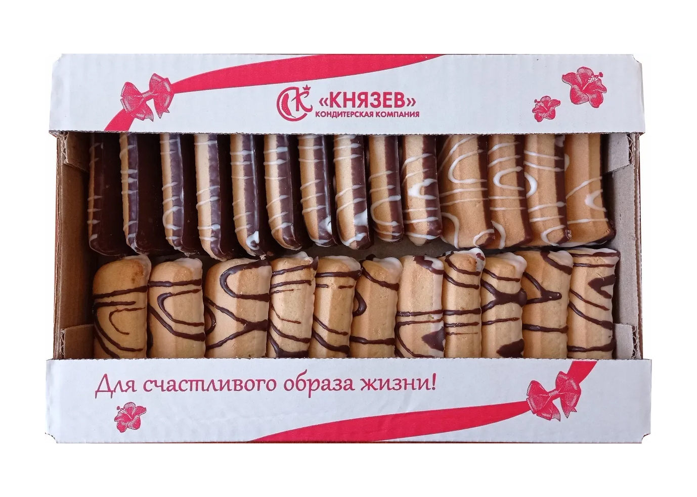 печенье сдобная полоска с начинкой карамель декорированная 1,0 кг, Князева С.Б. ИП