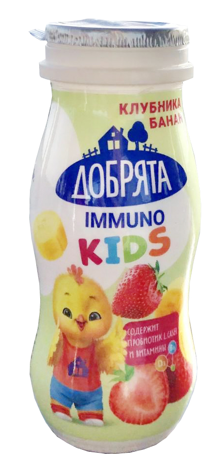 Продукт кисломолочный "Добрята" ИММУНО КИДС , МДЖ 1,5%, 90 г, БЗМЖ, ООО "Несвижский ЗДП"