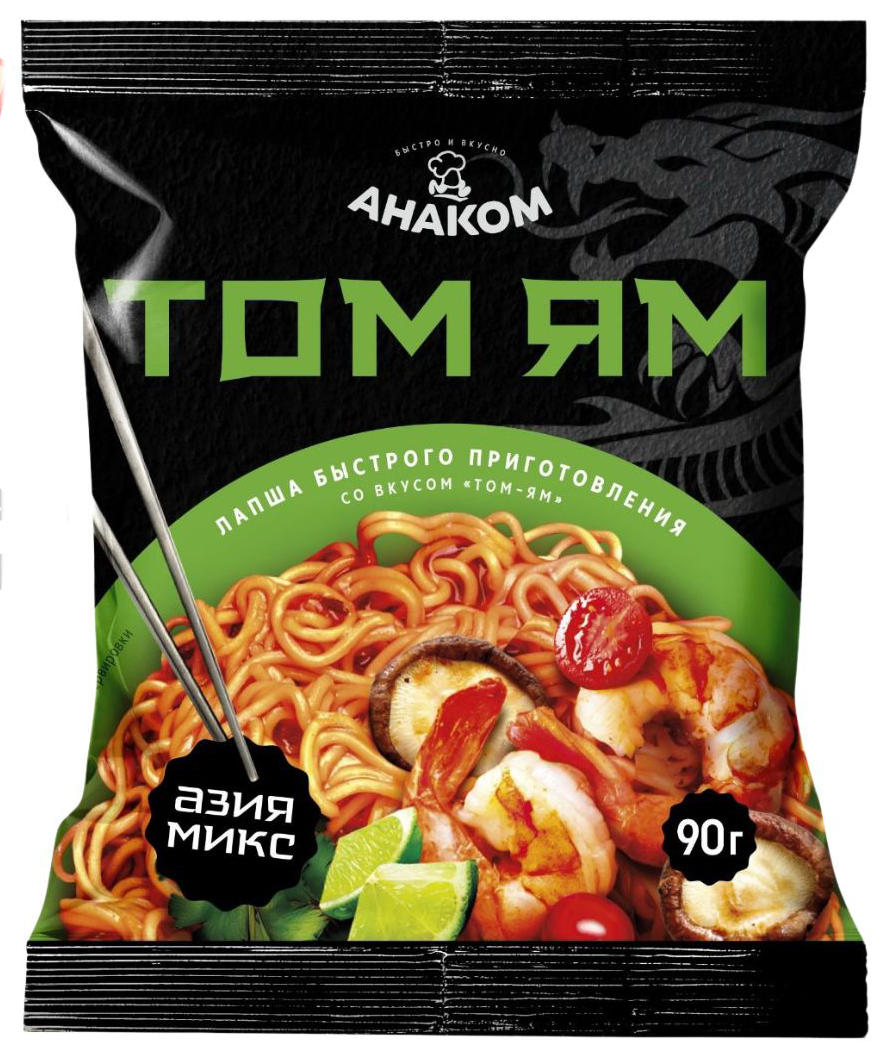 Лапша АЗИЯ МИКС со вкусом Том ям 90г м/у, Импрод