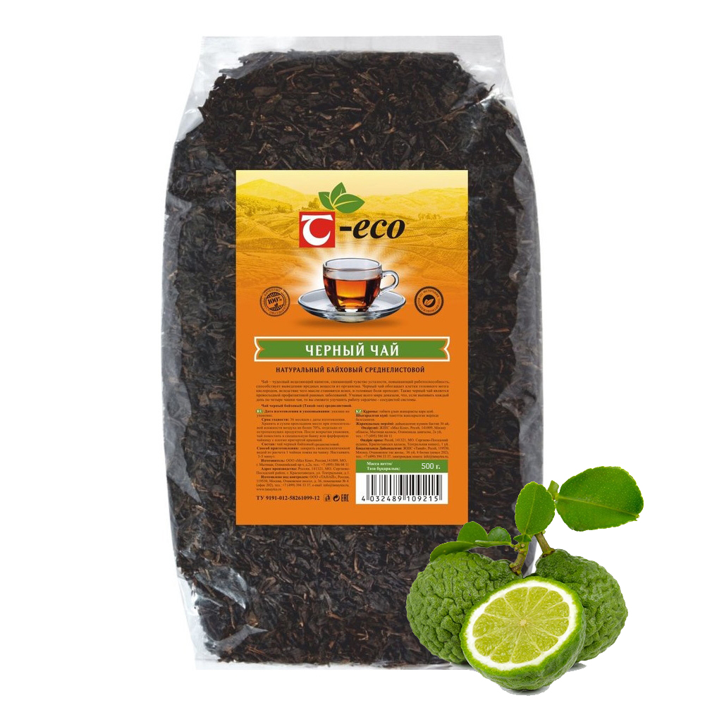Чай черный байховый среднелистовой с бергамотом "Т эко" 500 гр. ООО "Глобал Пак"