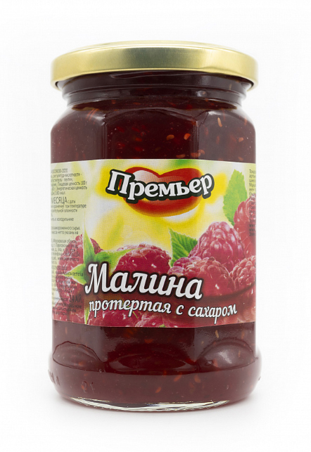 Малина протертая с сахаром 520гр, Премьер