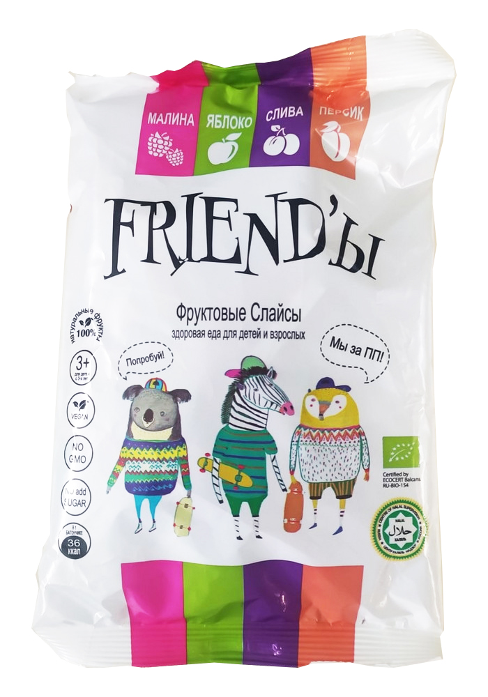 Натуральные фруктовые слайсы для детей без сахара с витаминами Friendы 400 гр Бионова рус АО