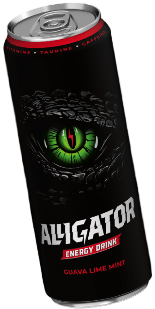 Напиток б/а тонизирующий газ. ALLIGATOR гуава лайм мята, ж/б, 0.45л