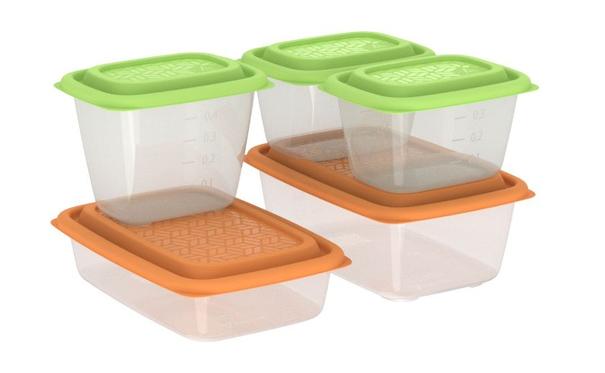 Набор контейнеров для СВЧ и заморозки "Гурман" 6 шт  (2 х 0,45л 1 х 0,8л 1 х 1,1л 2 х 1,5л)