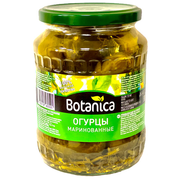 Огурцы маринованные Botanica ГОСТ в/с 720 мл