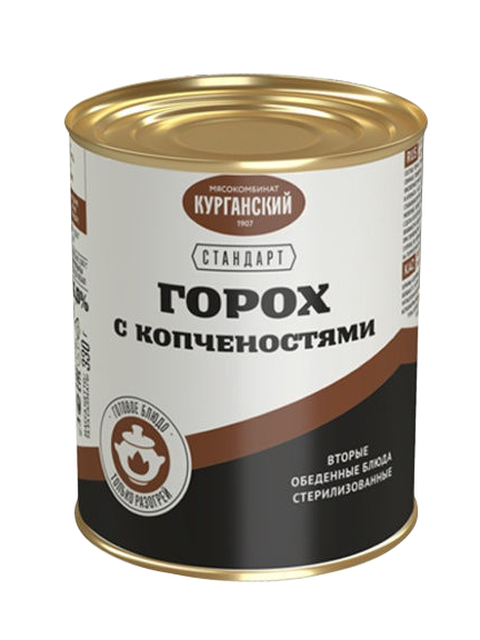 Горох с копченостями 330гр изготовитель ООО "Курганский Мясокомбинат "Стандарт"