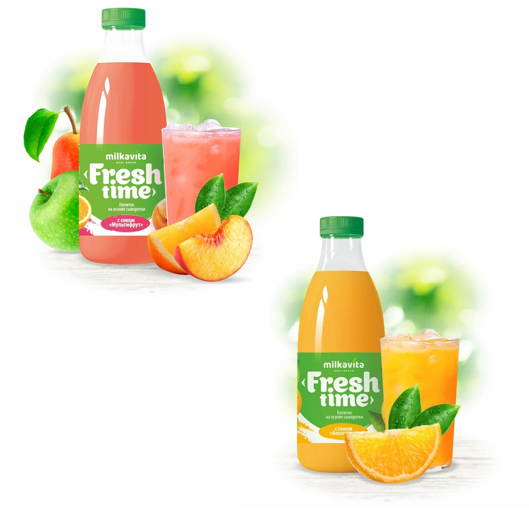 Напиток на основе мол.сыв. "Fresh time" 0,9л Апельсин/Мультифрут Milkavita