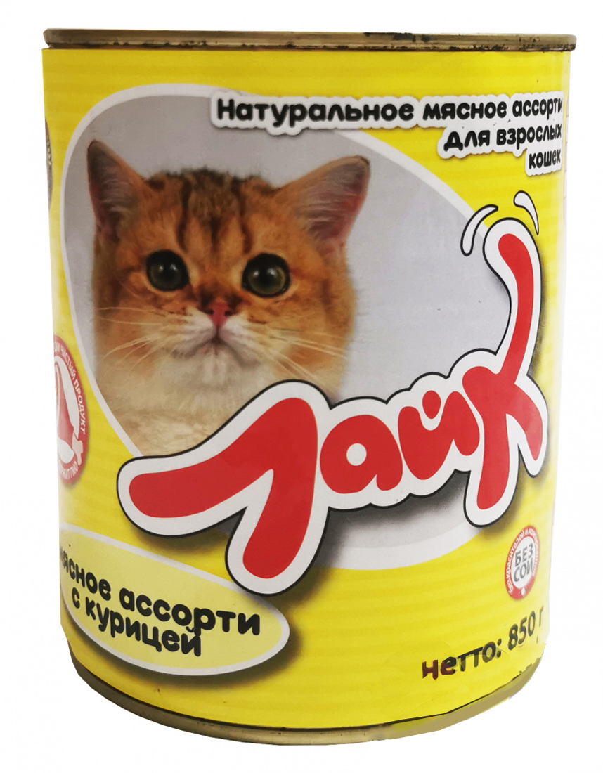 Корм для кошек влажный кусочки с курицей 850 г