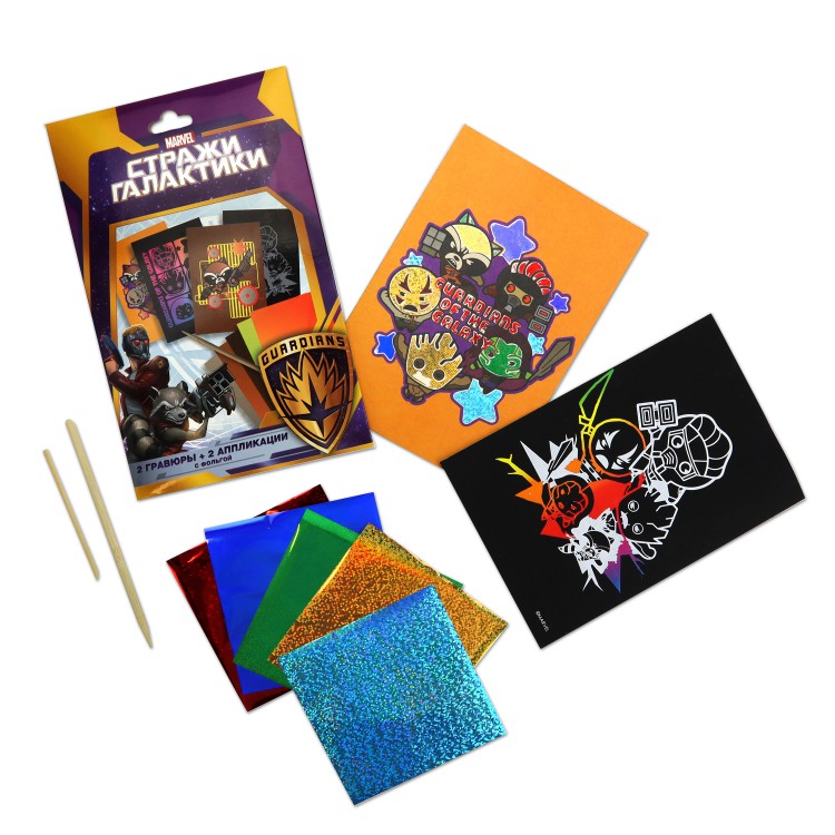 Набор для творчества ND Play. Аппликация с фольгой 2шт гравюра 2шт. Размеры 22*14 см