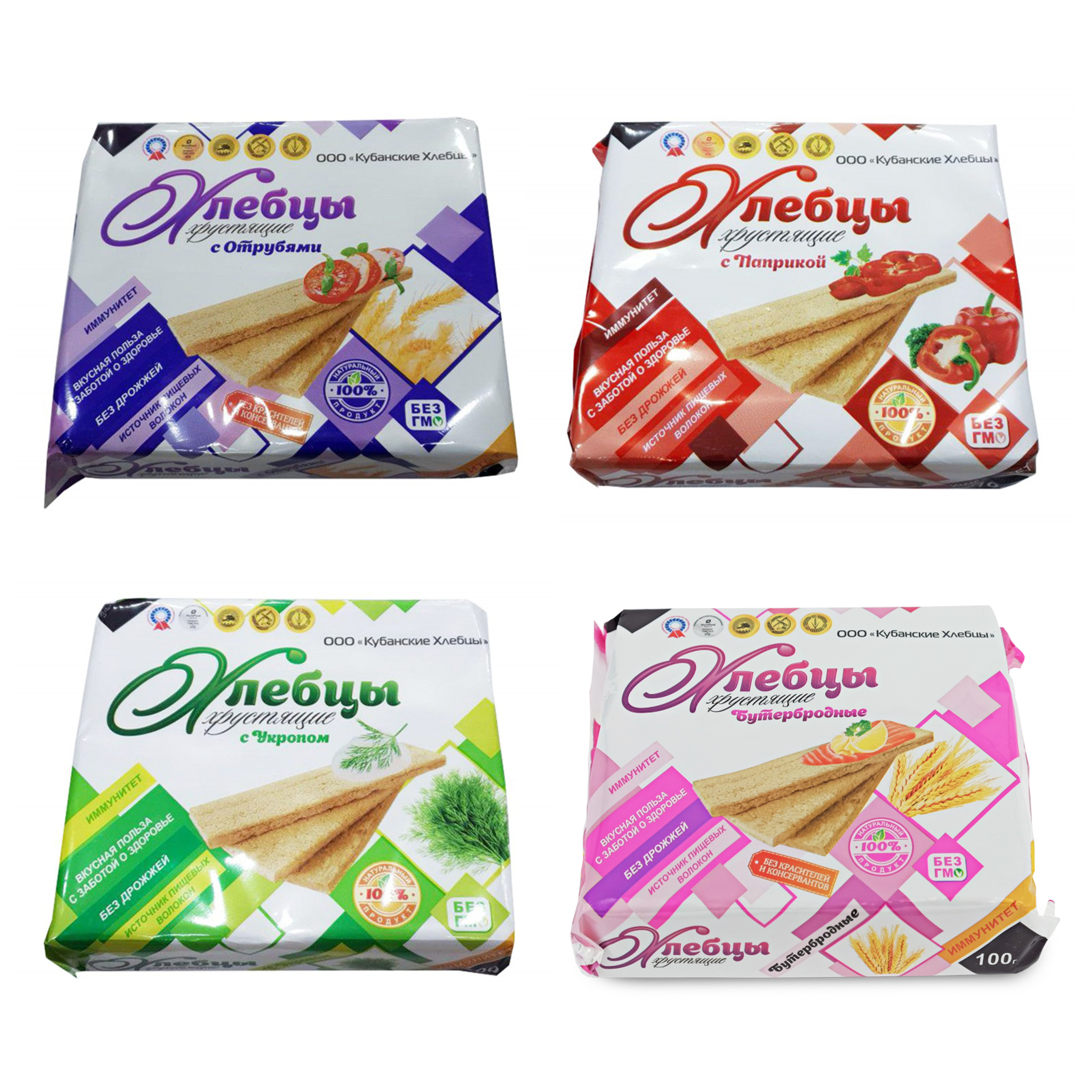 Хлебцы хрустящие 0,1 кг ООО "Кубанские хлебцы"