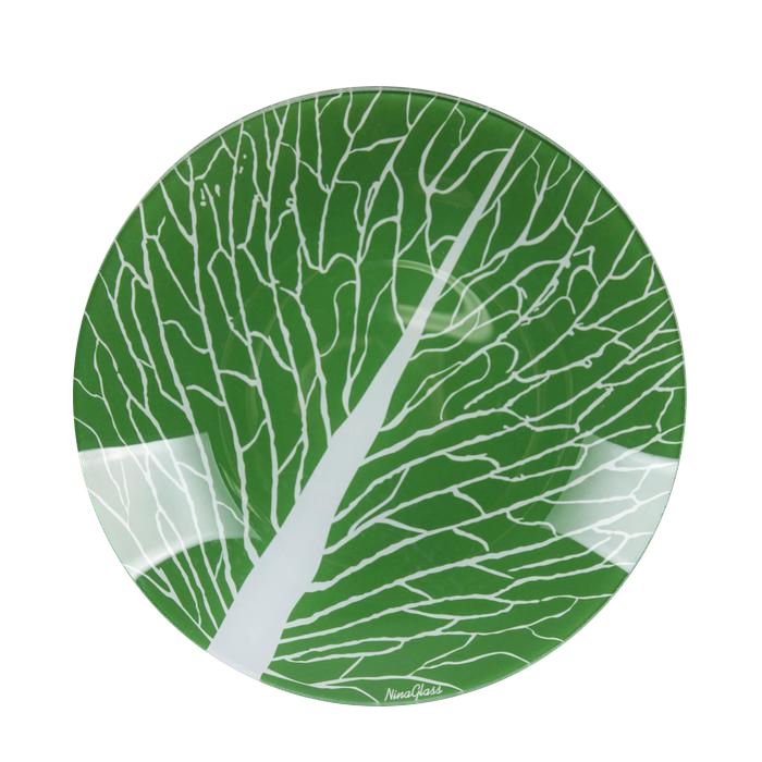 Тарелка десертная с декором Листья 20 см 3 цвета, упрочн. стекло