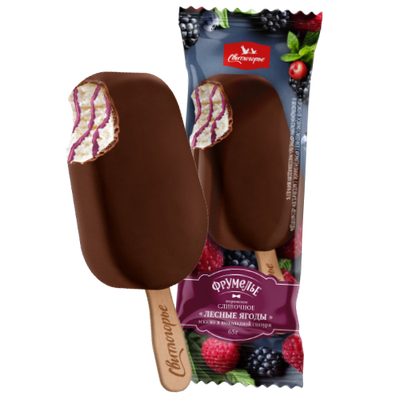 Мороженое эскимо сливочное Лесная ягода 8% 65 гр Свитлогорье. БЗМЖ