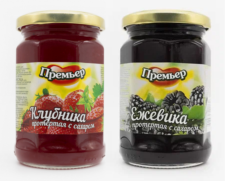 Ягоды и фрукты протертые с сахаром 350г. Премьер