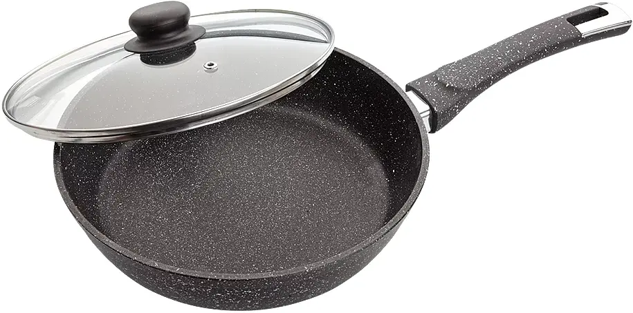 Сковорода 28 см, а/п покрытие, литой аллюминий, стекл.крышка, ООО ЮЗТК