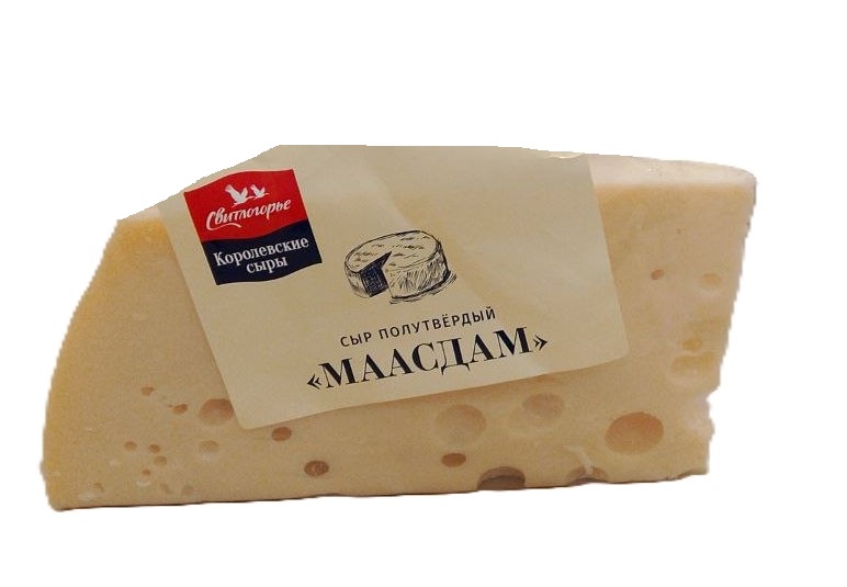 Сыр полутвердый "Маасдам" МДЖ 45% фасов., нефикс. вес БЗМЖ