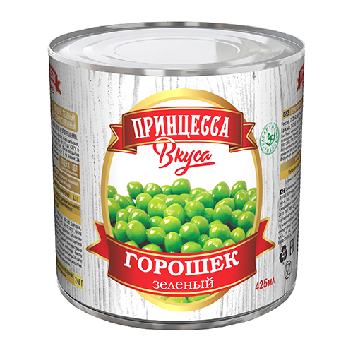 Горошек зеленый в/с 425мл ж/б Принцесса вкуса 