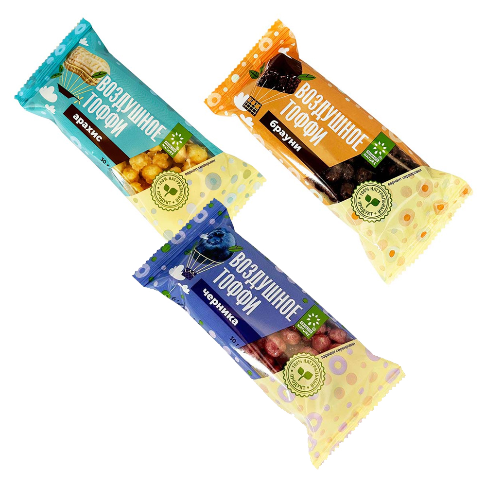 Злаковый батончик Absolute Nature Воздушное тоффи Брауни, с Арахисом 30 гр.