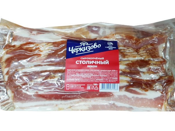 Бекон с/к Столичный в/у нарезка 500гр ТМ Черкизово АО "ЧМПЗ"