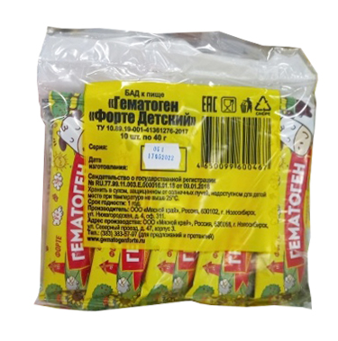 Гематоген Форте Детский (10шт*40гр) ООО "Мясной край"