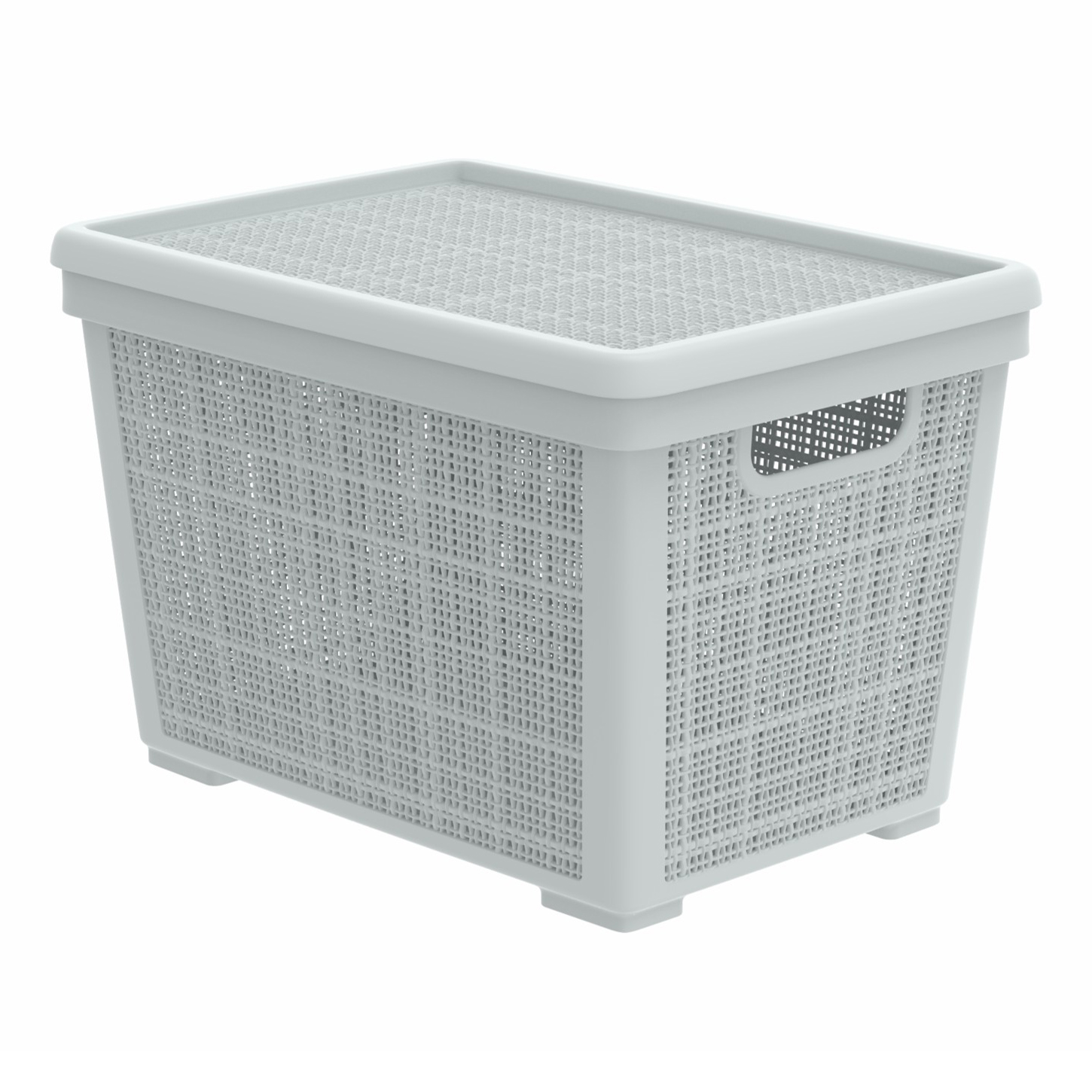 Плетёная корзина для хранения с крышкой «Лён» 22л (400×284×264мм)