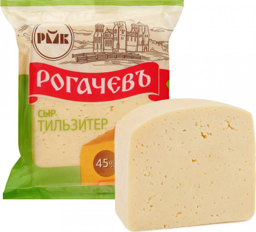 Сыр полутвердый "РОГАЧЕВЪ" МДЖ 45% 500г, БЗМЖ ОАО «Рогачевский МКК»