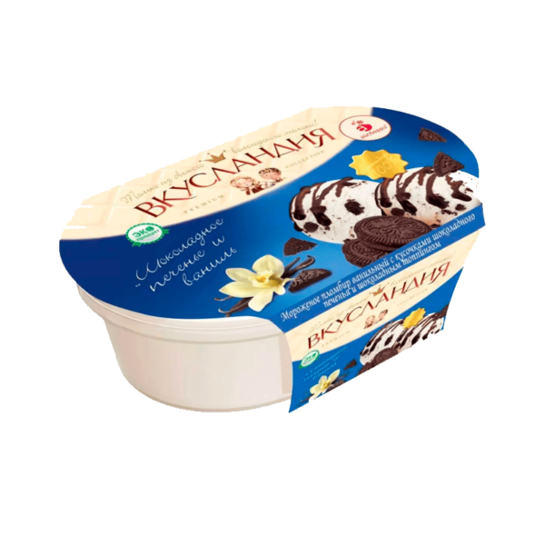 Мороженое пломбир «Вкусландия» ГОСТ лоток МДЖ 12%, 450 г, ООО «Вологодское мороженое»