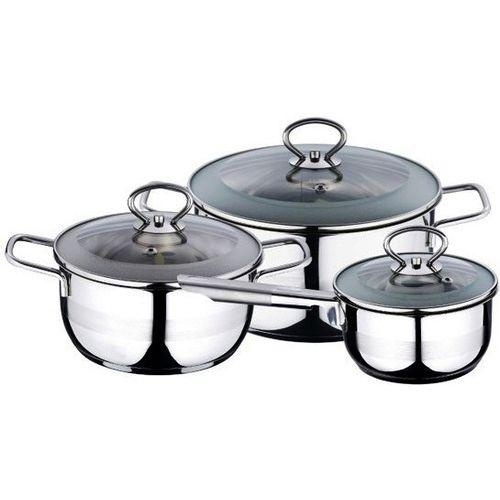 Набор посуды нжс из 6 пред:Кастрюли с крыш.16*10.5 см, 2.1л и 18*11.5 см, 2.9л, Ковш с крыш. 16*10.5