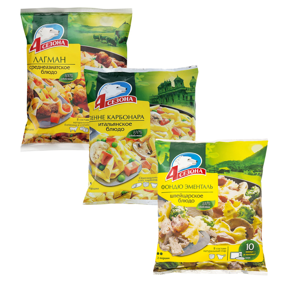 Готовые блюда заморож в ассорт. 4 СЕЗОНА 0,6кг