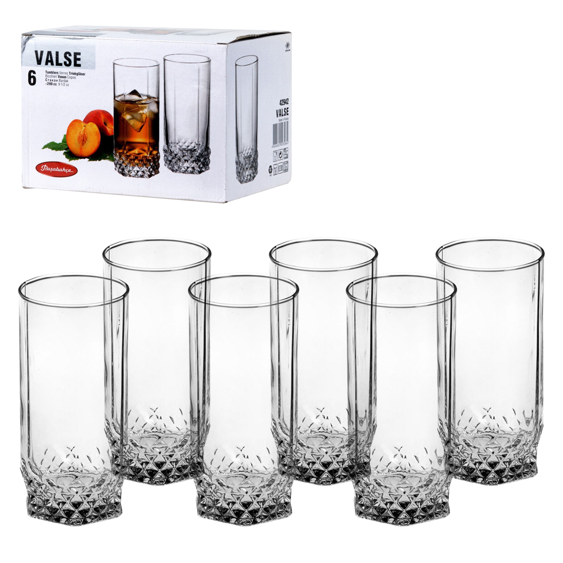 Pasabahce Набор ВАЛЬС Стакан высокий стекло 290 мл 6 шт. , в подарочной упаковке.