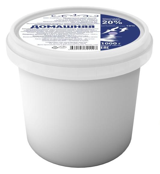 Продукт м/с "ДОМАШНИЙ" по тех. сметаны 20 %, с ЗМЖ, 1 кг Сыродел ООО (Южа) (производитель)