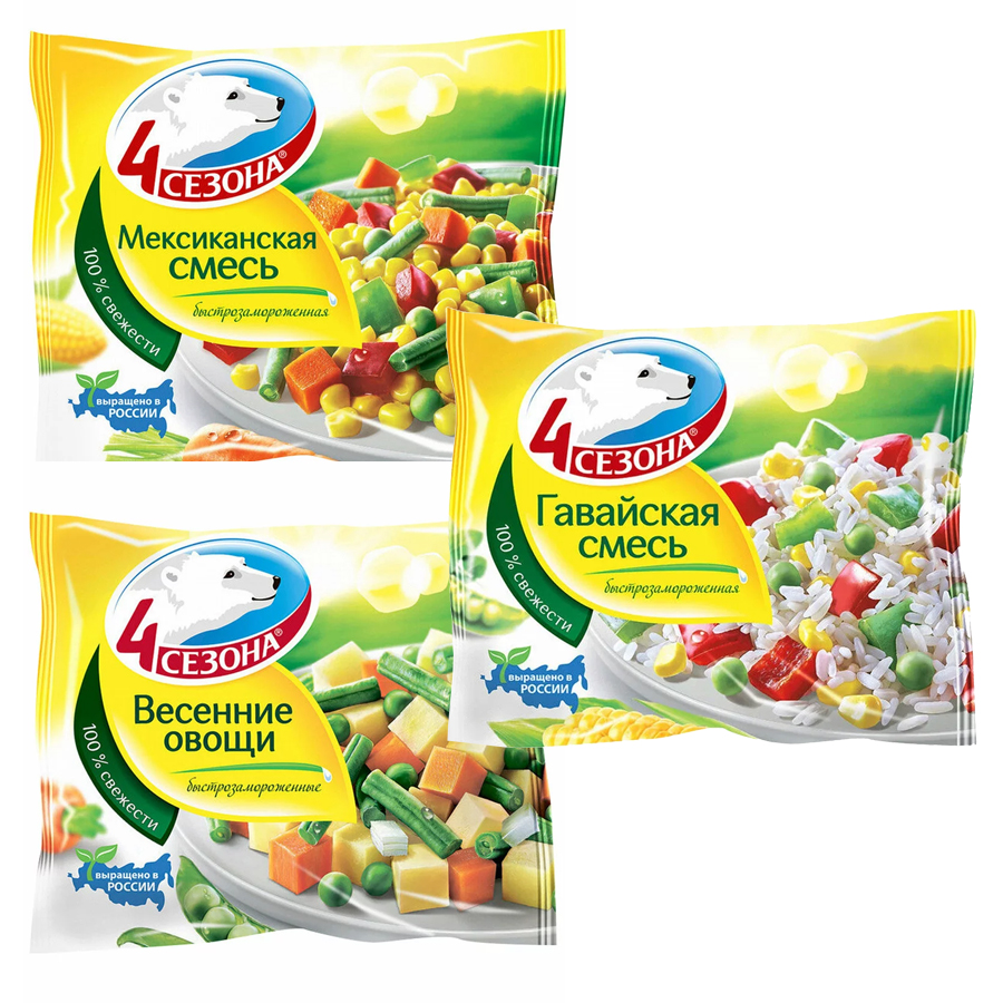 Овощная смесь заморож. "4 сезона" в асс. 400 г ООО "Хладокомбинат Западный" АЙСБИТ АО