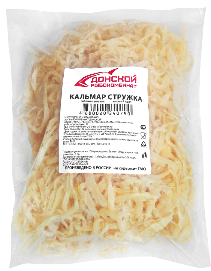 Кальмар стружка /кольцо сушено вяленый,200гр Рыбокомбинат Донской