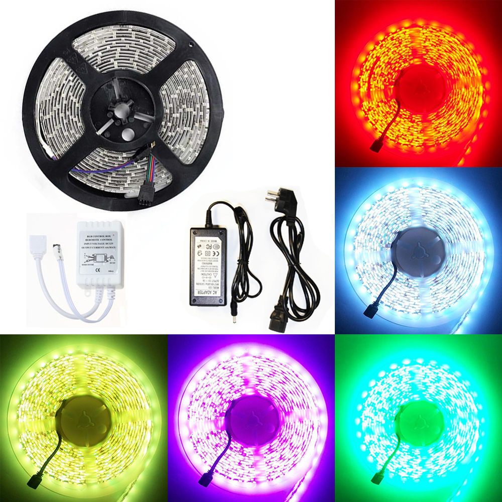 Светодиодная лента 5м с адаптером и трансформатором на 24 режима
