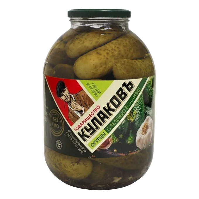 Огурцы с зеленью в заливке 3000 г ТМ "Товарищество Кулаковъ" ООО Метахимсервис