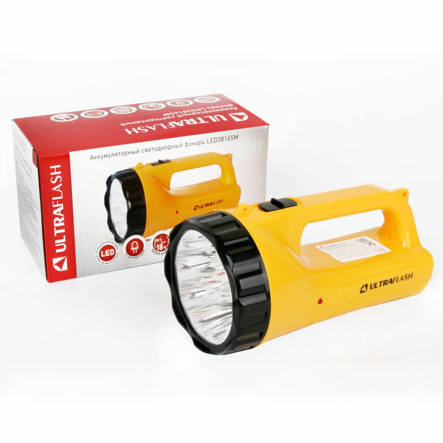 Фонарь аккумуляторный Ultraflash 9 светодиодов, 2 режима, заряжается от 220В