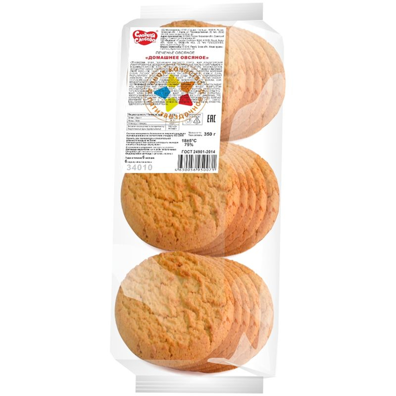 Печенье Домашнее Овсяное 350гр Сладкая Слобода 