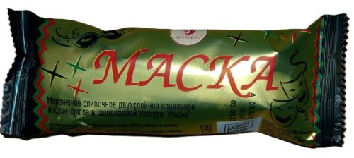 Мороженое Маска слив. ван. крем бр. в шок.гл. МДЖ 10%, 80 г, БЗМЖ ООО Вологодское мороженое