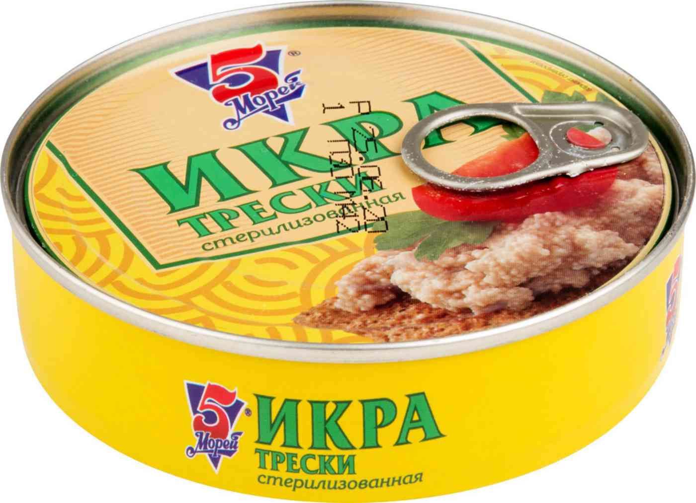 ЕТ`Икра трески стерил. Пять Морей 160г*36 ключ ТУ