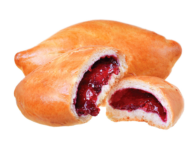 Слоёный пирожок вишня,чер.смородина,малина, яблоко в упаковке, 70г